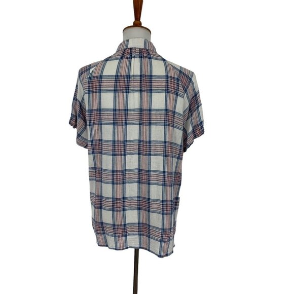 Rails Plaid Button Down Shirt Large Blue Cotton Soft Short Sleeve Top - Picture 4 of 7